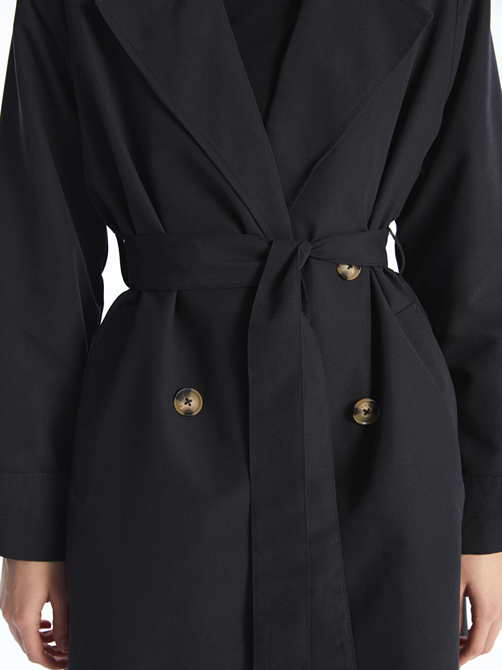 Women's Jacket Collar Plain Trench Coat -S50242Z8-CVL