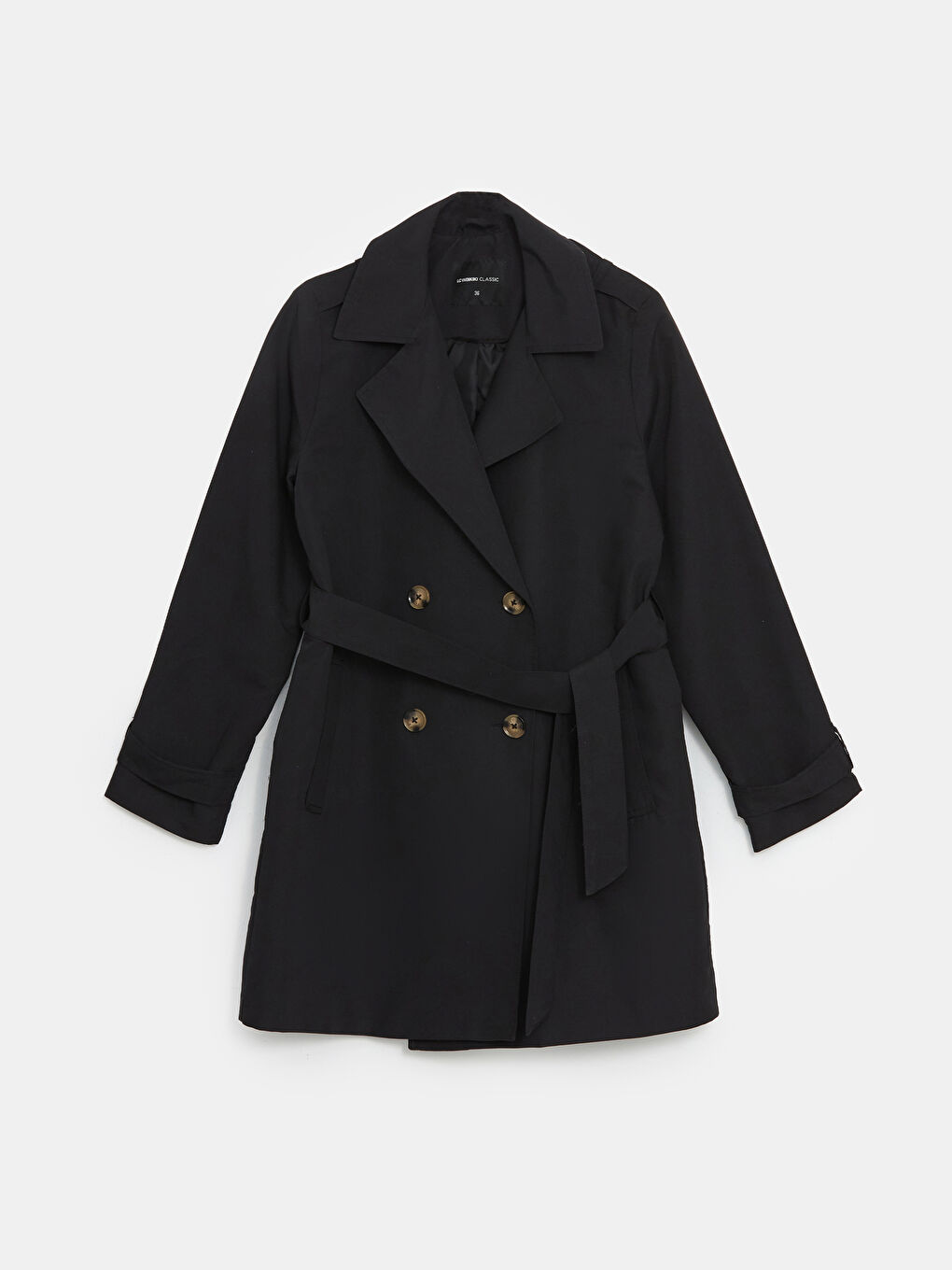 Women's Jacket Collar Plain Trench Coat -S50242Z8-CVL