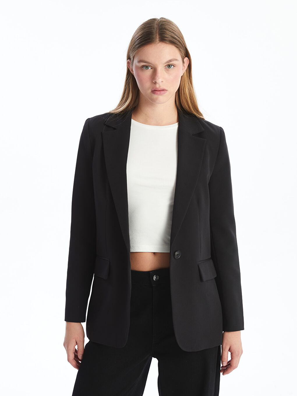 Ženska blazer jakna od krepa -S50245Z8-CVL
