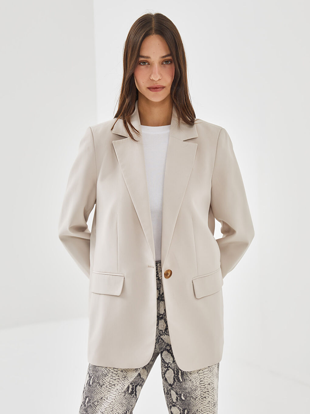 Crepe Women's Blazer Jacket -S50245Z8-Q85