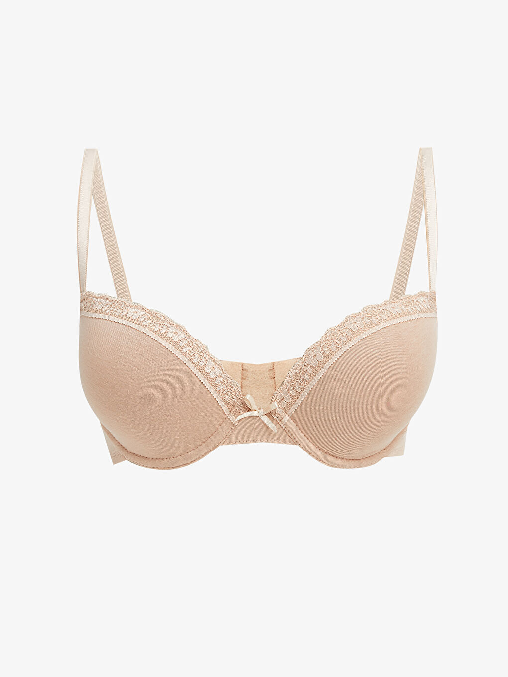 Pembe Balenli Dolgusuz Dantel Detaylı Tişört Sütyen