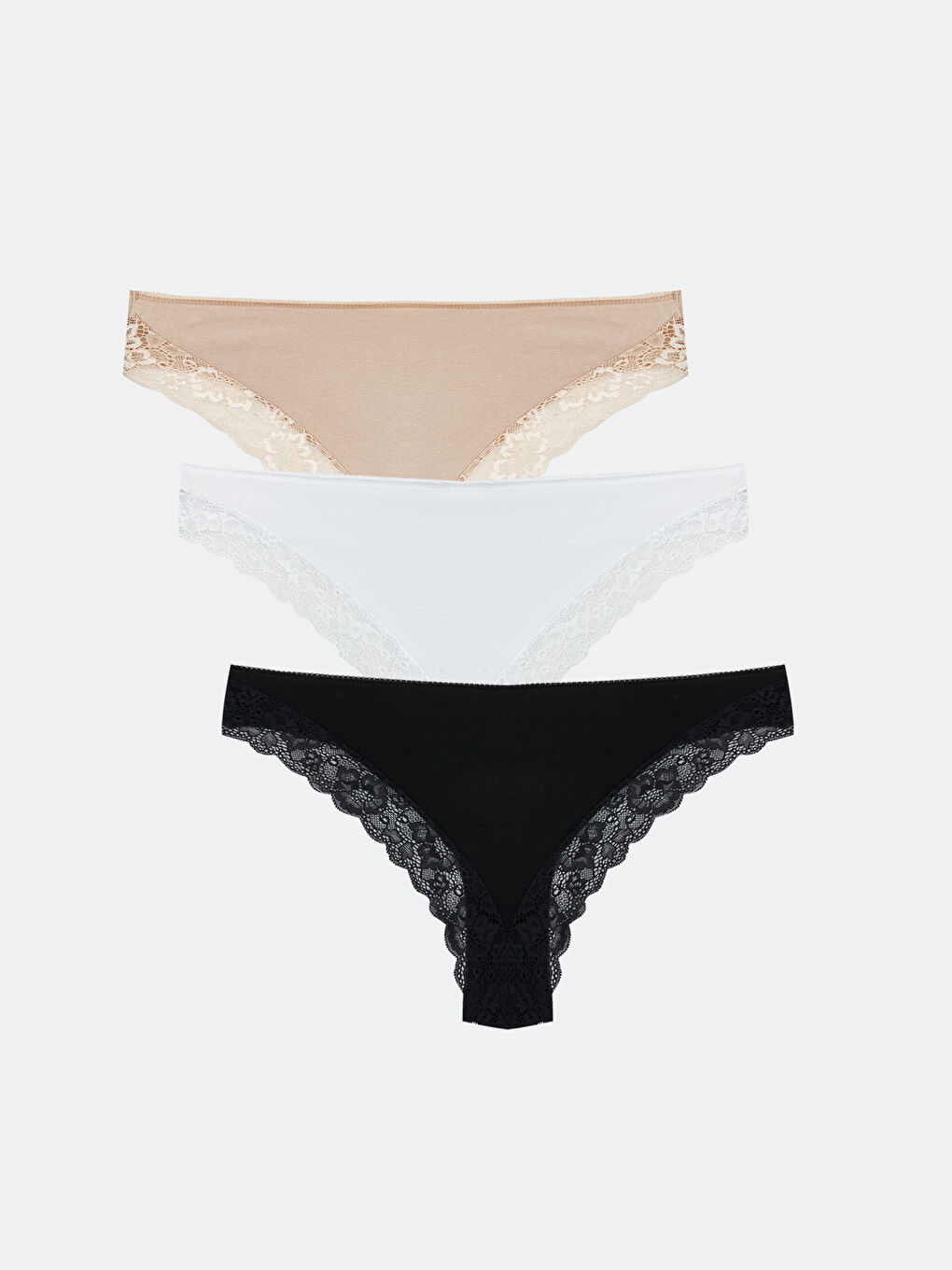 Lace Detailed Brazilian Briefs 3 Pieces -S50273Z8-CVL