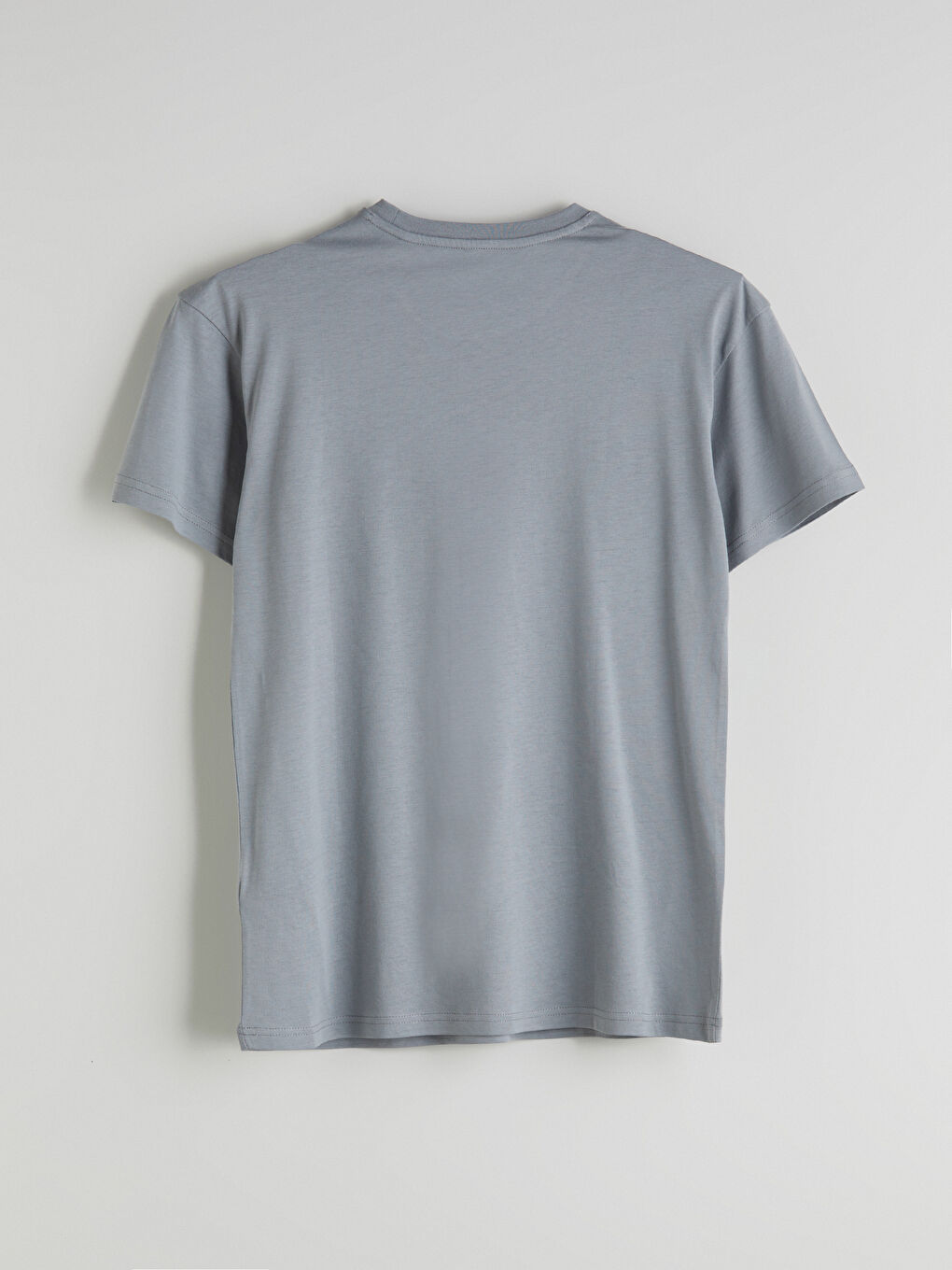 Gri Bisiklet Yaka Kısa Kollu Erkek Pijama Üst-5