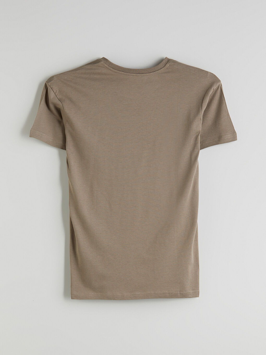 Bej Bisiklet Yaka Kısa Kollu Erkek Pijama Üst-5