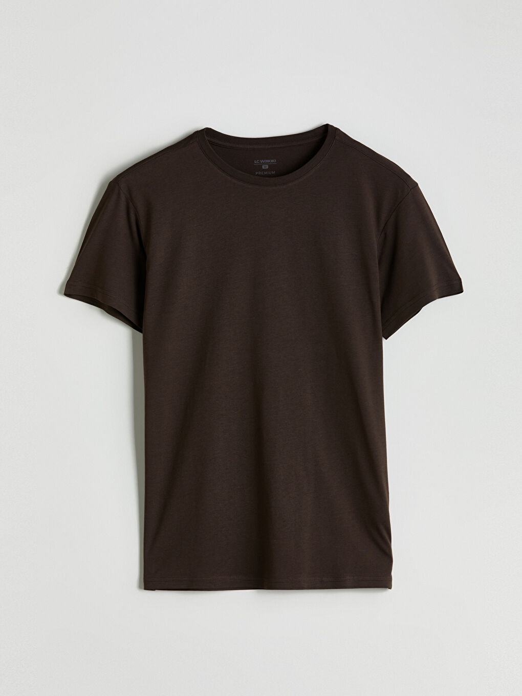 Kahverengi Bisiklet Yaka Kısa Kollu Erkek Pijama Üst-4