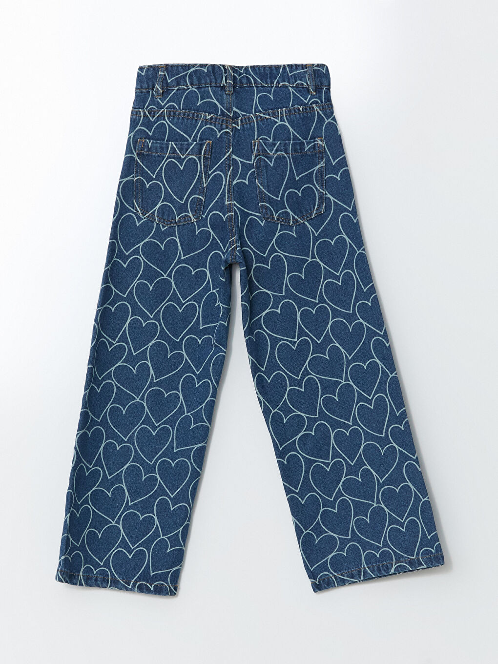 Teksas pantalone za devojčice sa podesivim elastičnim strukom i printom srca -S50476Z4-H45