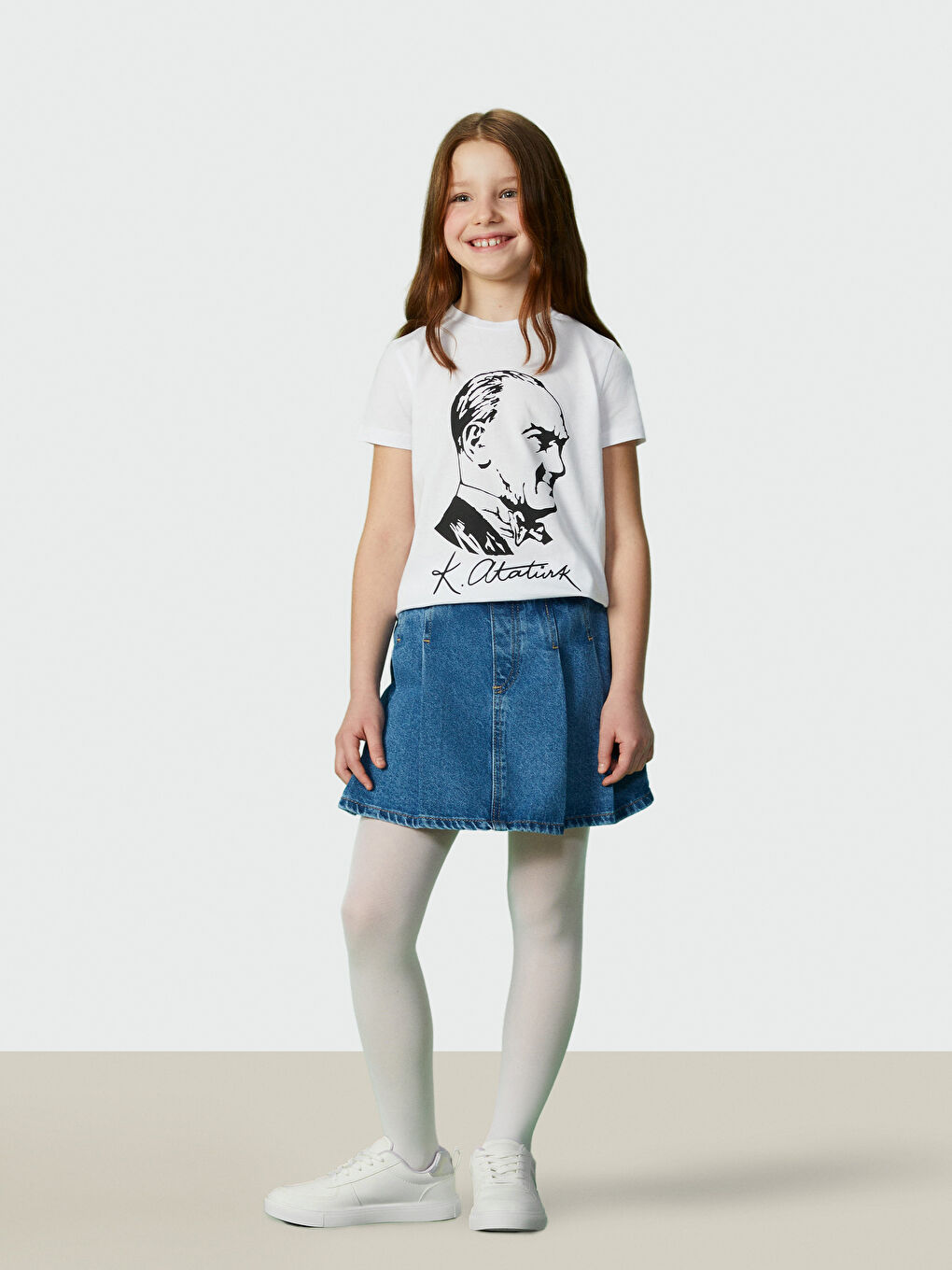 LCW Kids İndigo Beli Lastikli Kız Çocuk Jean Şort Etek - 1