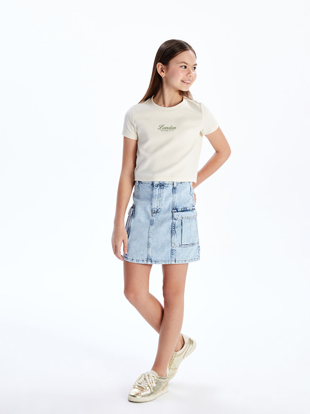 Girls Cargo Jean Skirt -S50481Z4-V2T