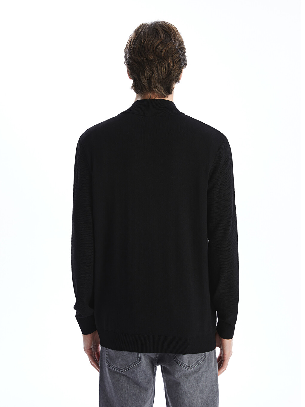 Regular Fit Funnel Neck Men's Knit Cardigan-3