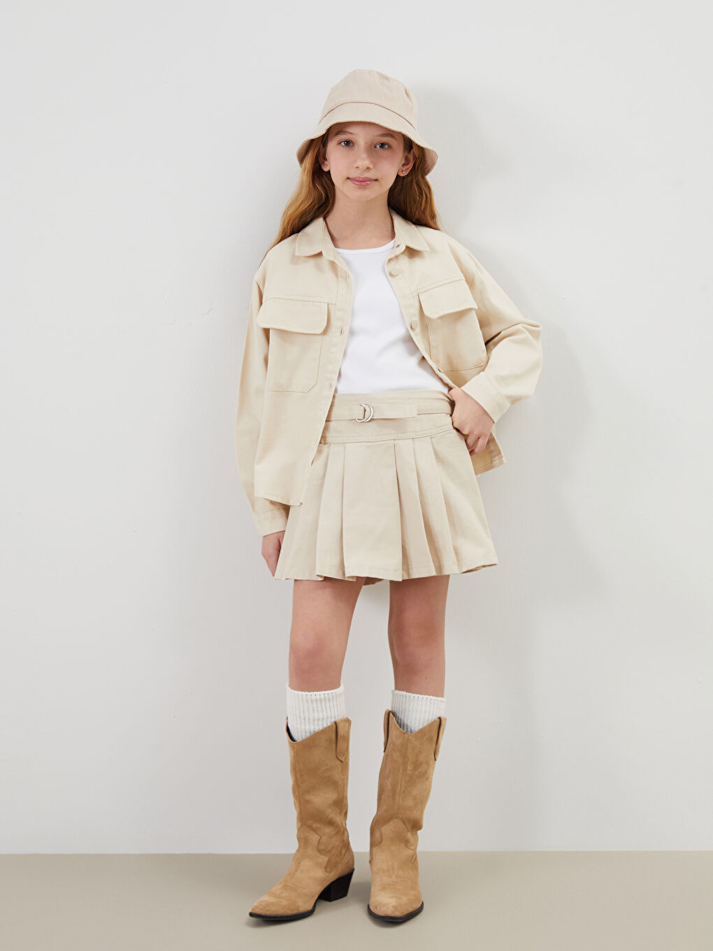 Elastic Waist Pleated Girl's Shorts Skirt -S50512Z4-RMT