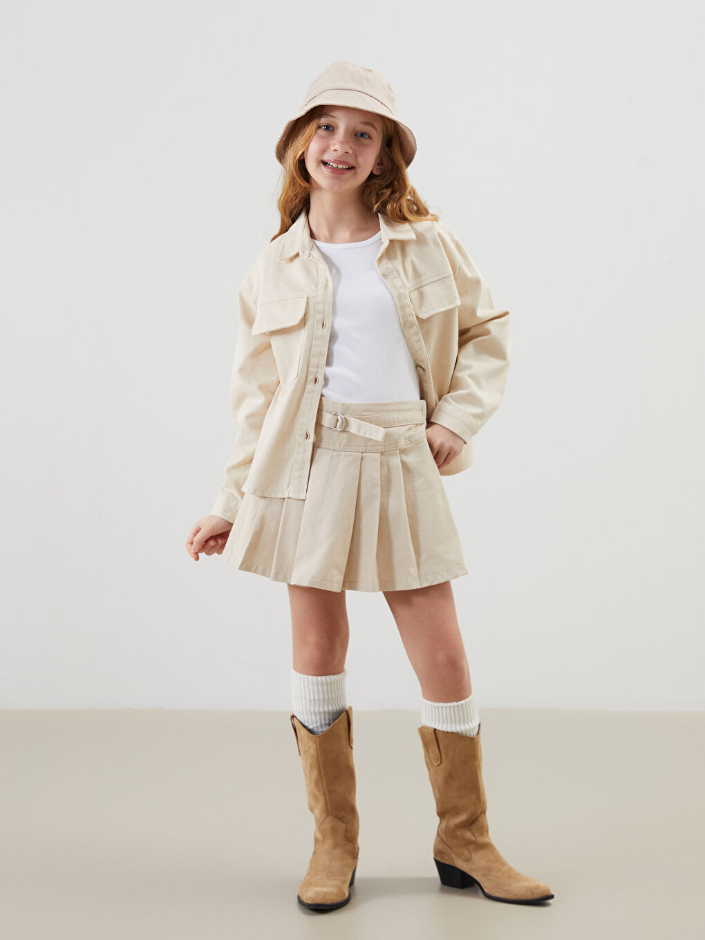 Elastic Waist Pleated Girl's Shorts Skirt -S50512Z4-RMT