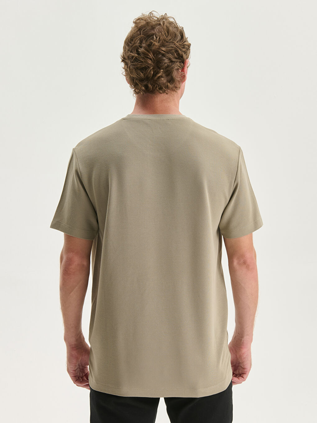 Yeşil Bisiklet Yaka Kısa Kollu Erkek Tişört-3