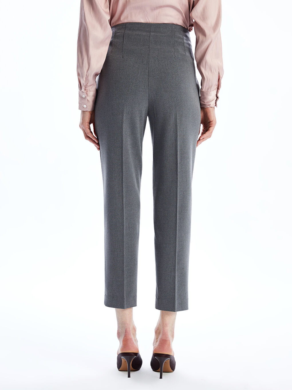 Gri Dar Fit Kadın Pantolon-3