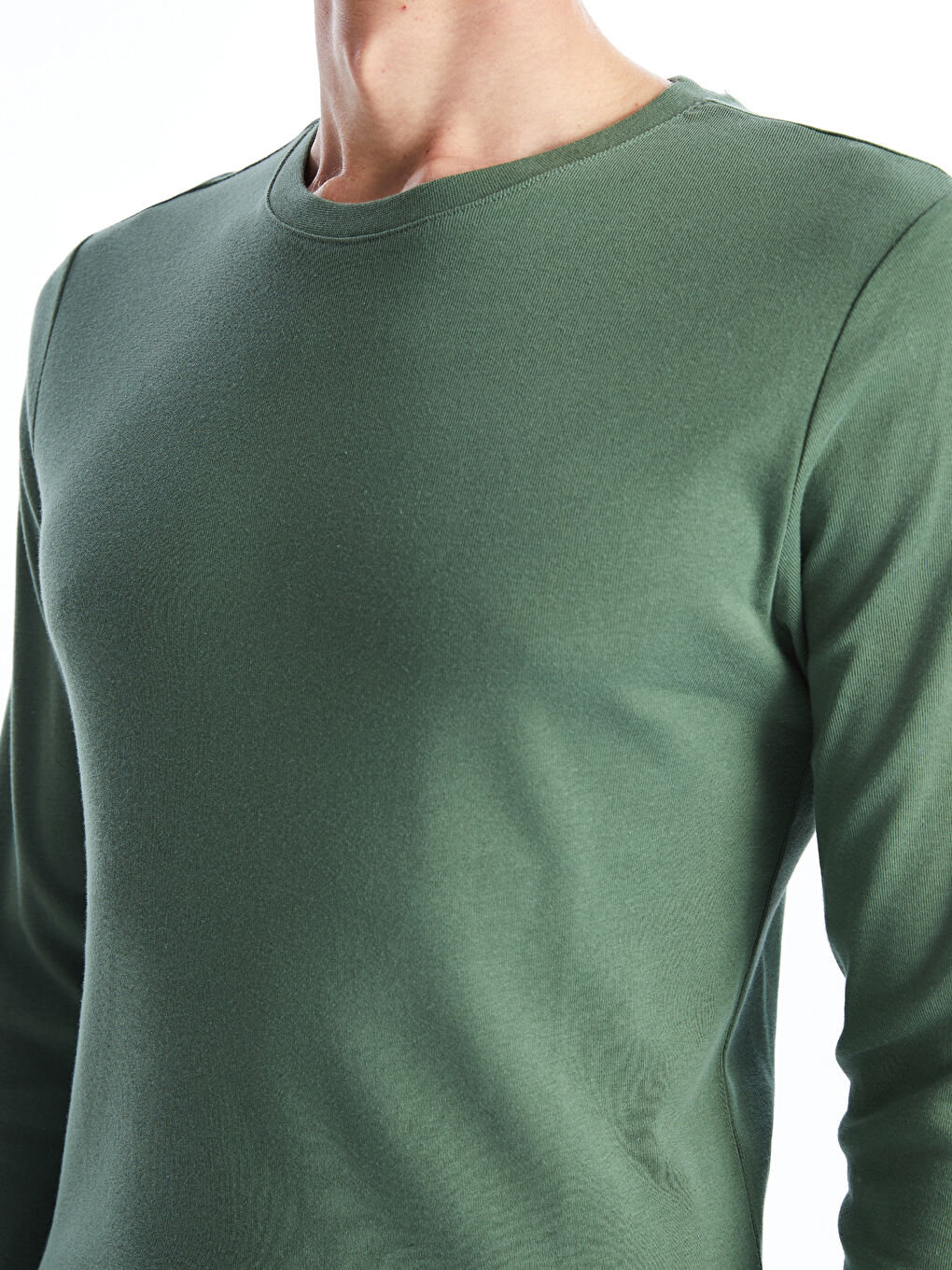 Crew Neck Long Sleeve Combed Cotton Men's T-shirt -S50538Z8-QA5