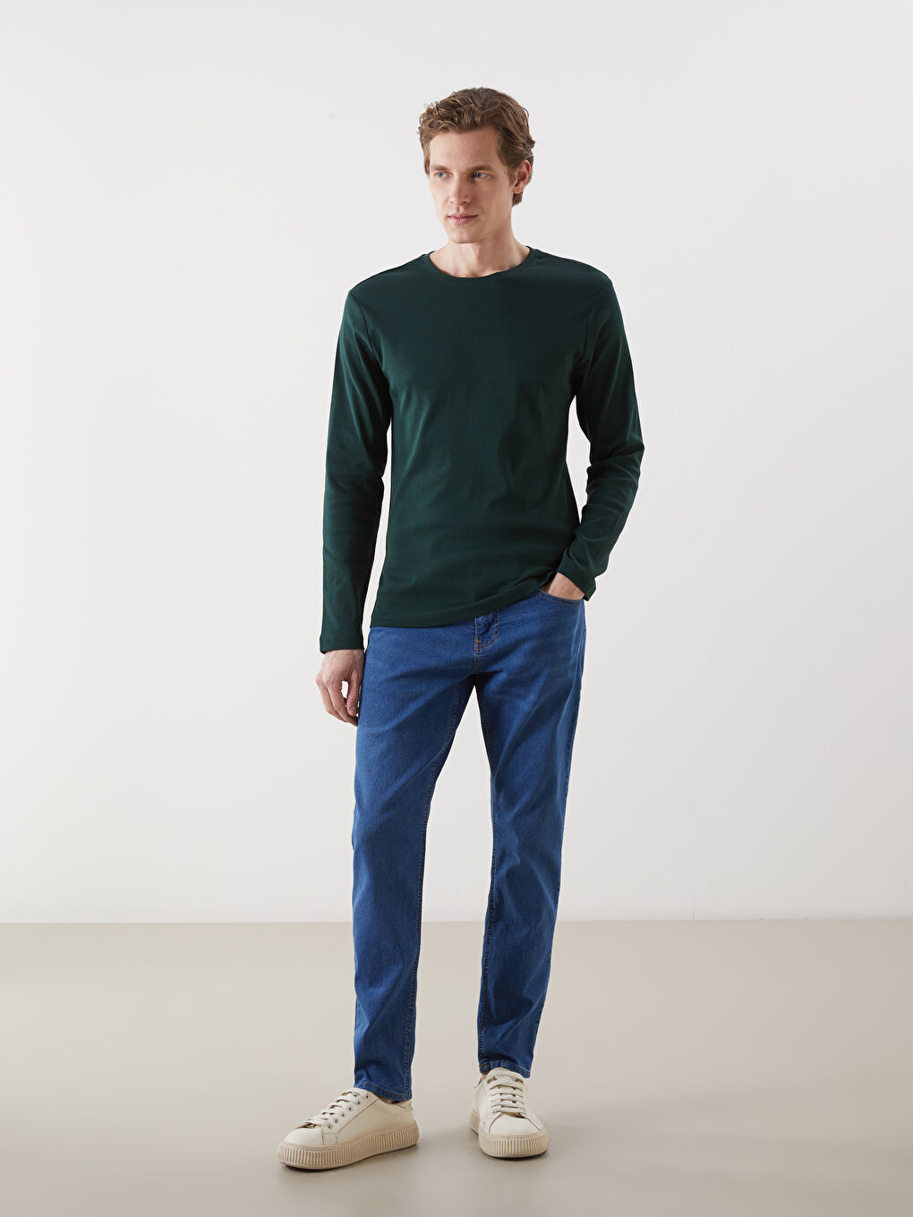 Crew Neck Long Sleeve Combed Cotton Men's T-shirt -S50538Z8-ZGZ