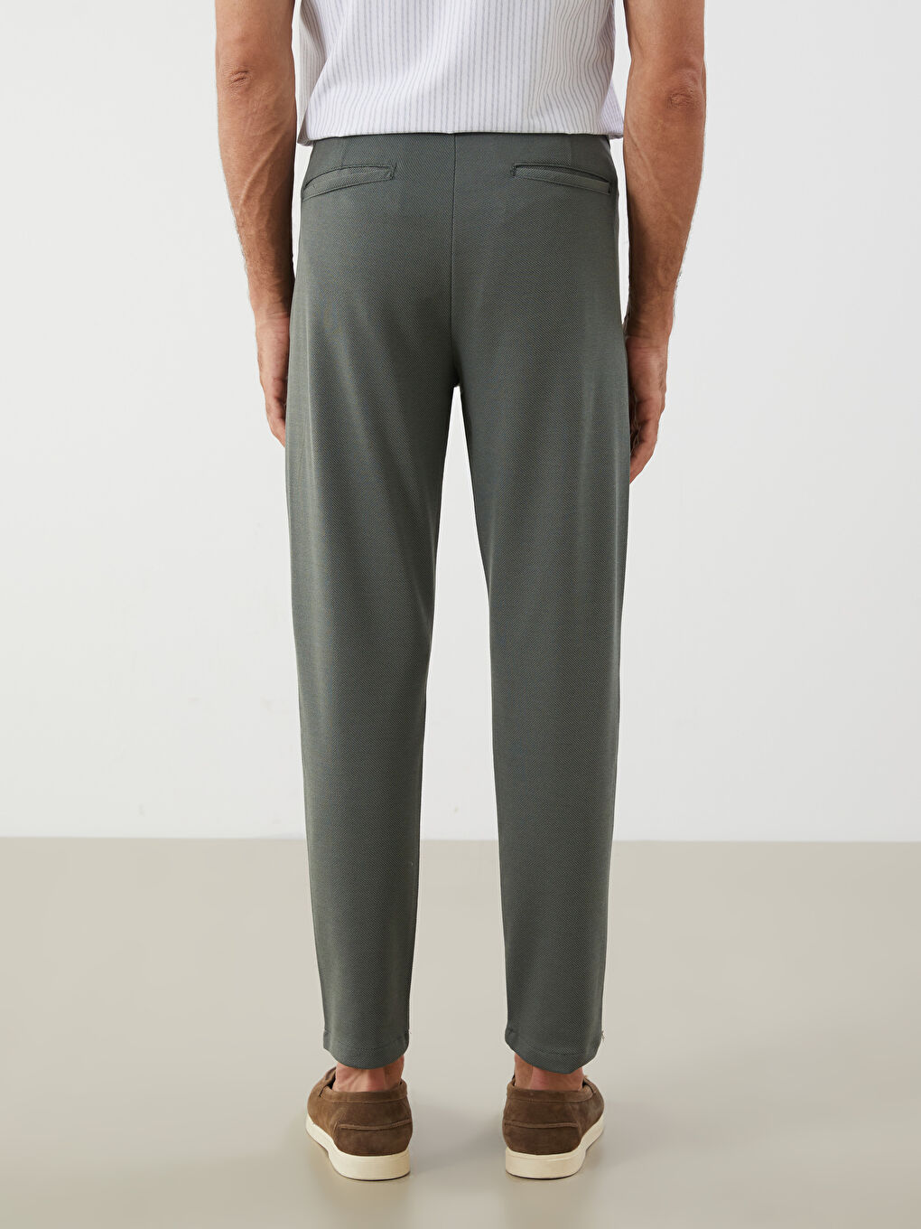 Haki Dar Kalıp Erkek Chino Pantolon-6