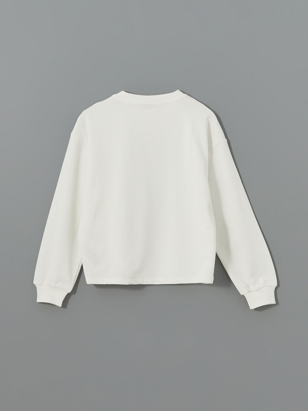 Ekru Bisiklet Yaka Florida Baskılı Kız Çocuk Sweatshirt-1