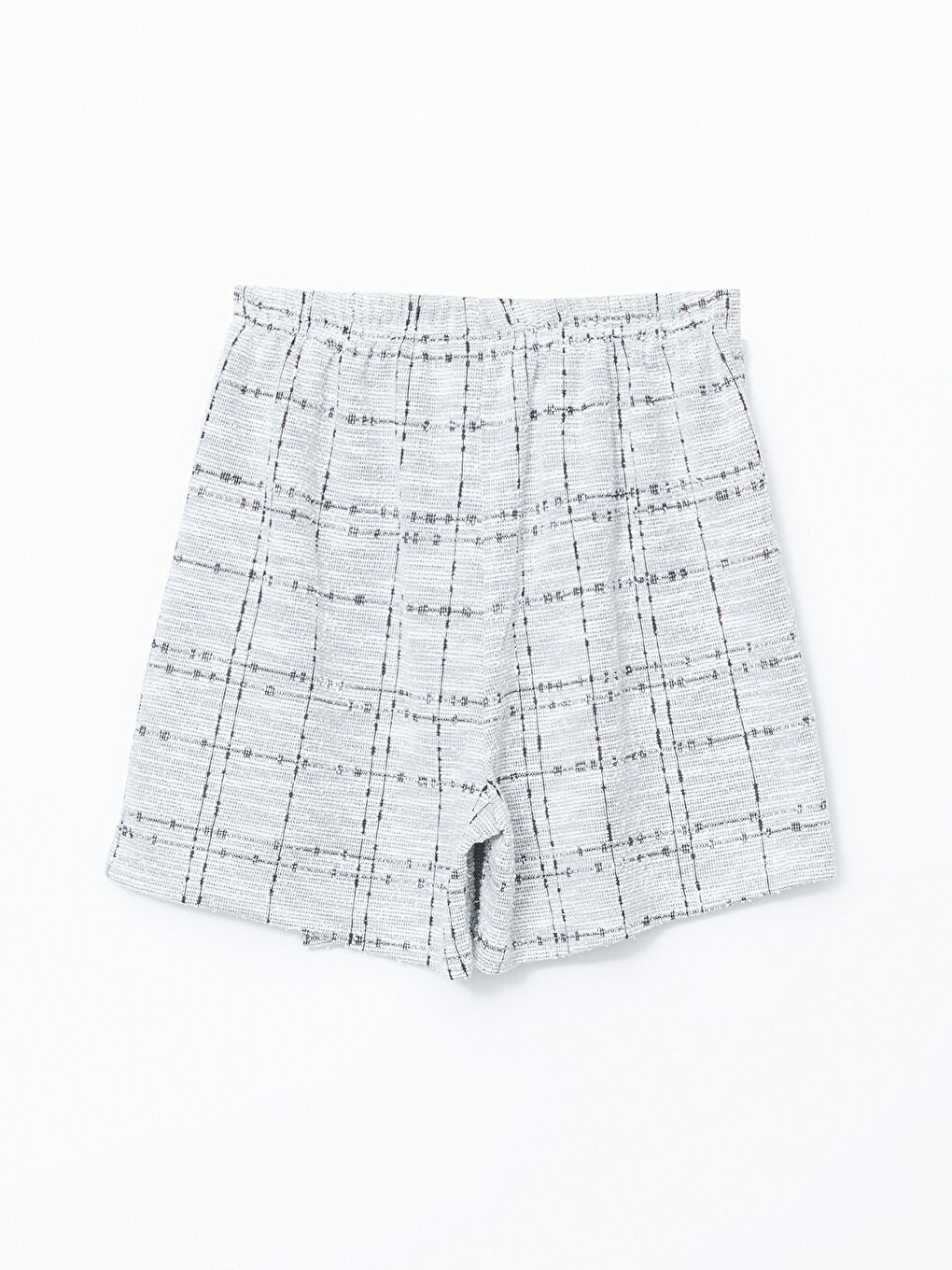 Ekru Beli Lastikli Ekose Tüvit Kız Çocuk Şort Etek-1