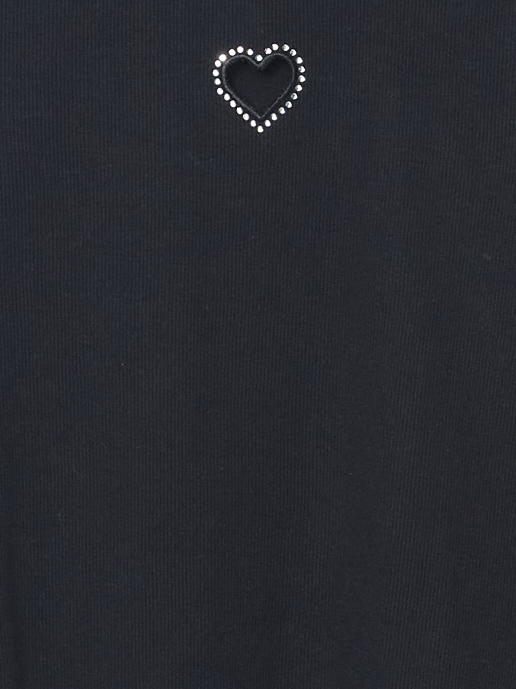 Siyah Kare Yaka Taşlı Kız Çocuk Tişört-2