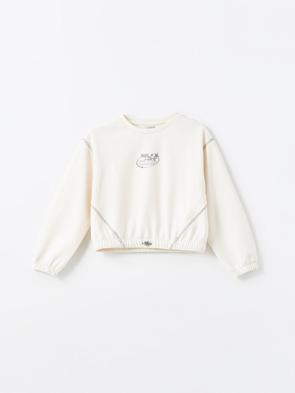 Ekru Bisiklet Yaka Soft Touch Kız Çocuk Sweatshirt