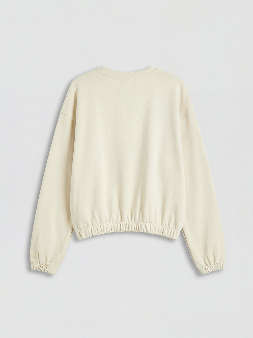 Ekru Bisiklet Yaka Soft Touch Kız Çocuk Sweatshirt-1