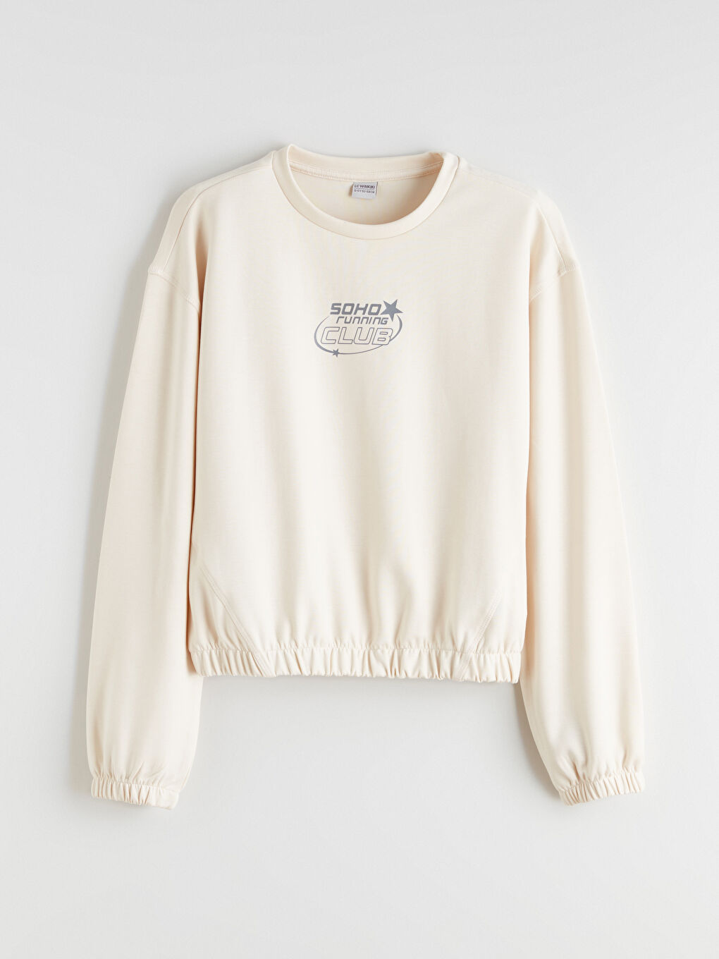 طقم رياضي للبنات بملمس ناعم وياقة دائرية-1