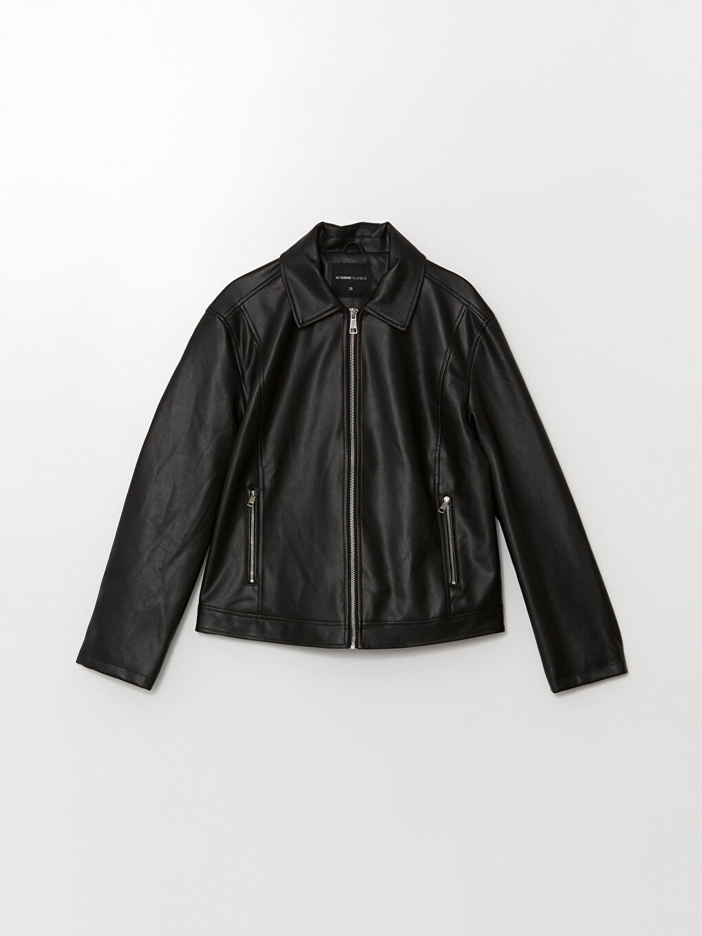 Collared Neck Women's Faux Leather Jacket -S50711Z8-CVL