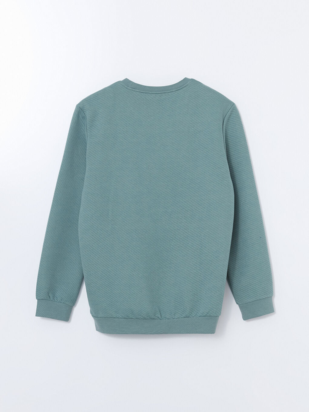 Yeşil Bisiklet Yaka Uzun Kollu Baskılı Erkek Sweatshirt-5