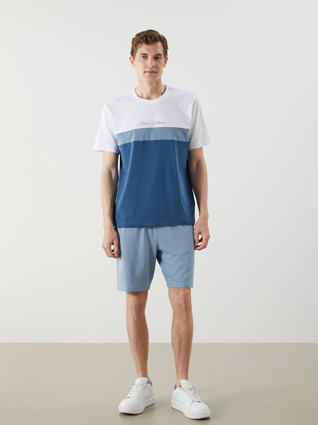 Crew Neck Short Sleeve Color Block Men's T-Shirt -S50769Z8-PJG