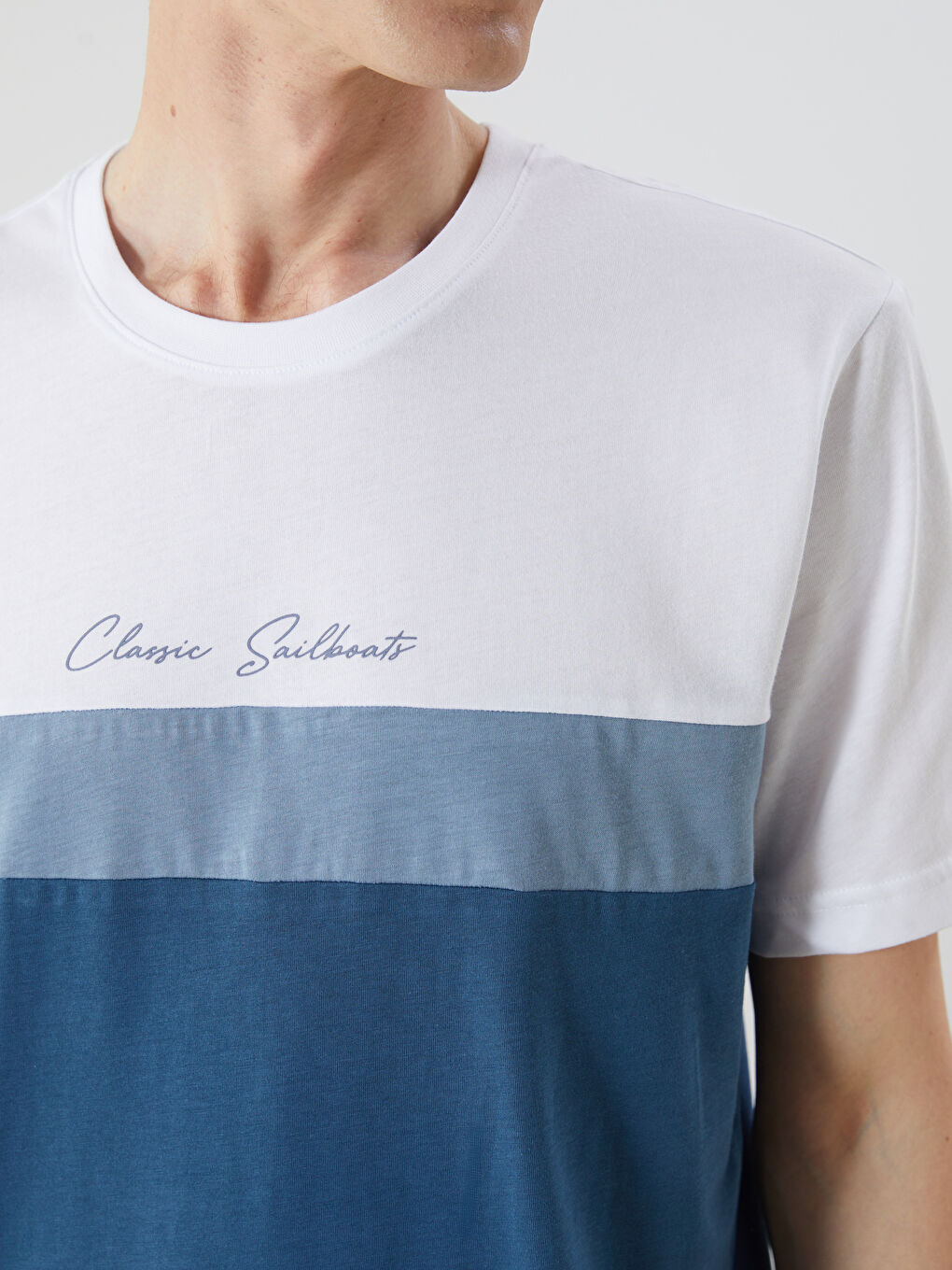 Crew Neck Short Sleeve Color Block Men's T-Shirt -S50769Z8-PJG