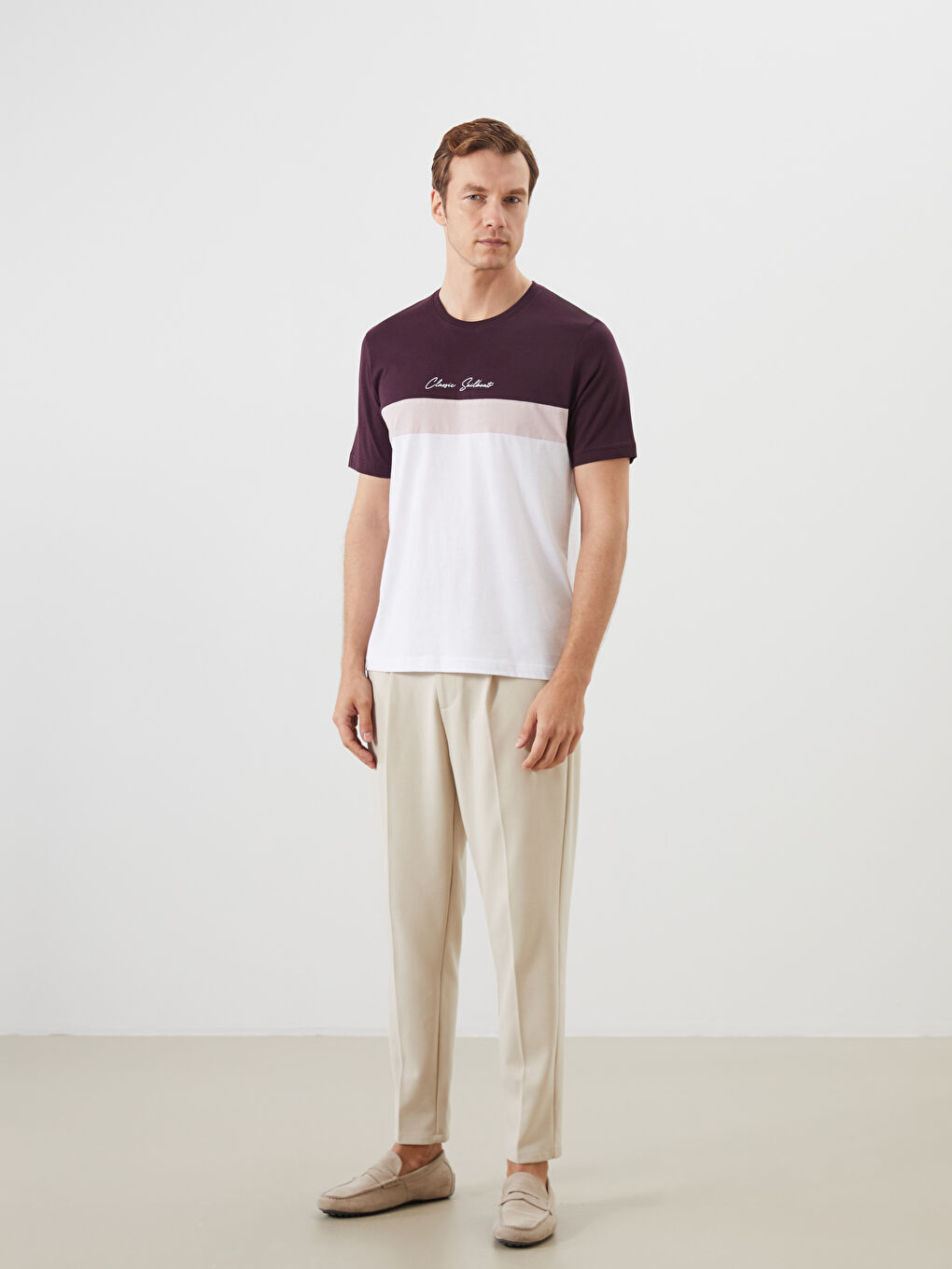 Crew Neck Short Sleeve Color Block Men's T-Shirt -S50769Z8-YHP