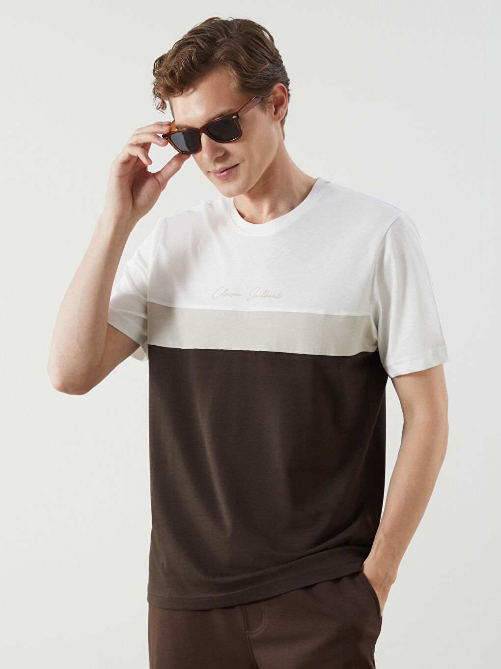 Crew Neck Short Sleeve Color Block Men's T-Shirt -S50769Z8-YKY