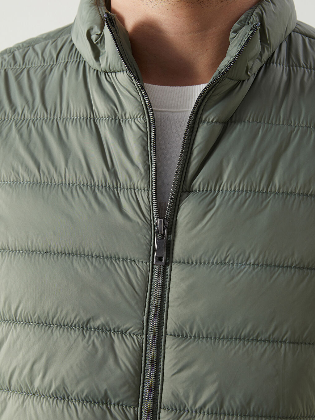 Yeşil Standart Kalıp Dik Yaka Erkek Şişme Yelek-2