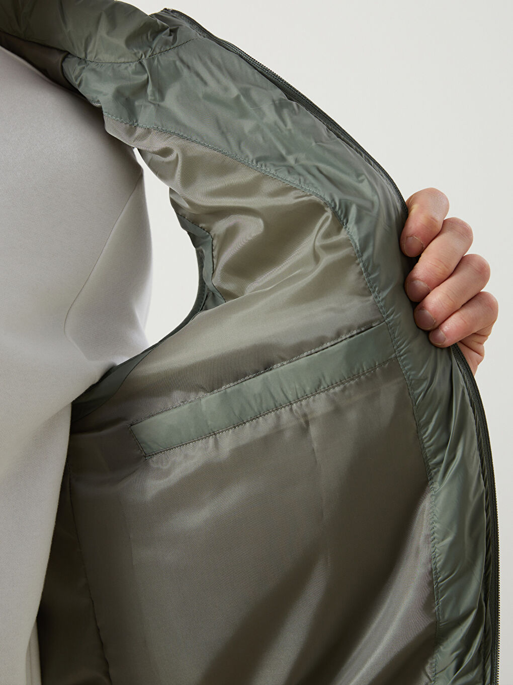 Yeşil Standart Kalıp Dik Yaka Erkek Şişme Yelek-3