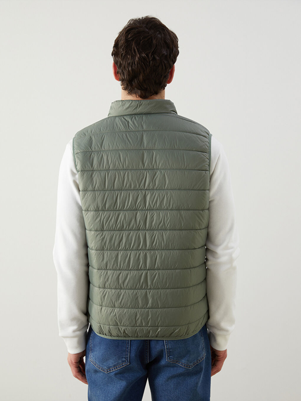 Yeşil Standart Kalıp Dik Yaka Erkek Şişme Yelek-4