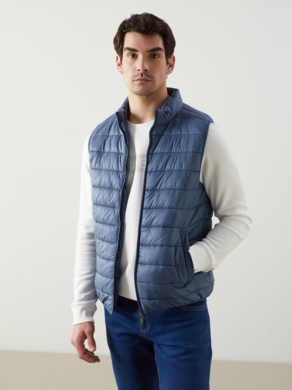 İndigo Standart Kalıp Dik Yaka Erkek Şişme Yelek