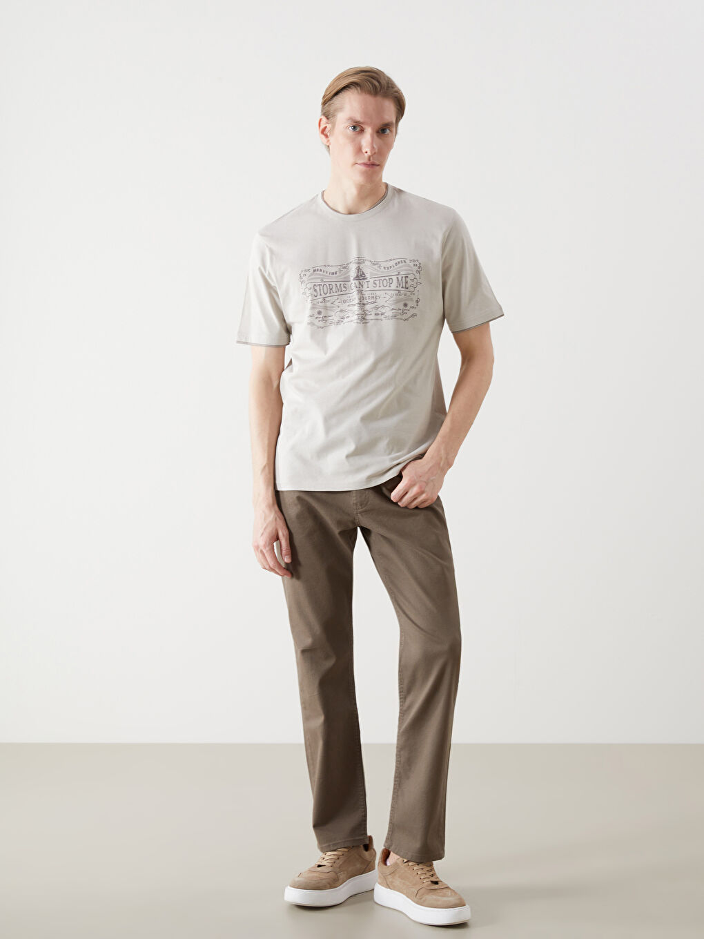 Crew Neck Short Sleeve Printed Combed Cotton Men's T-shirt -S50793Z8-SZT