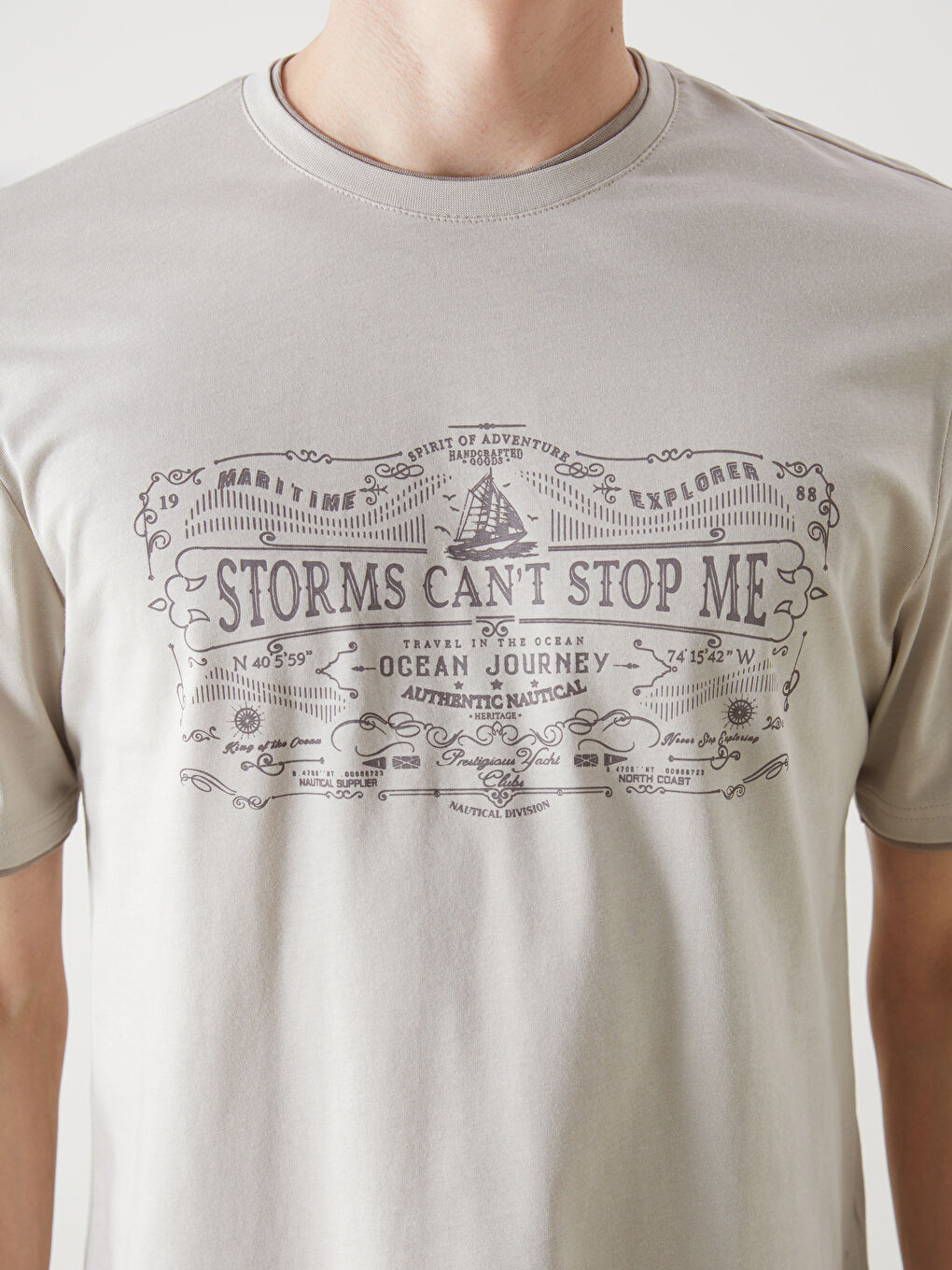 Crew Neck Short Sleeve Printed Combed Cotton Men's T-shirt -S50793Z8-SZT