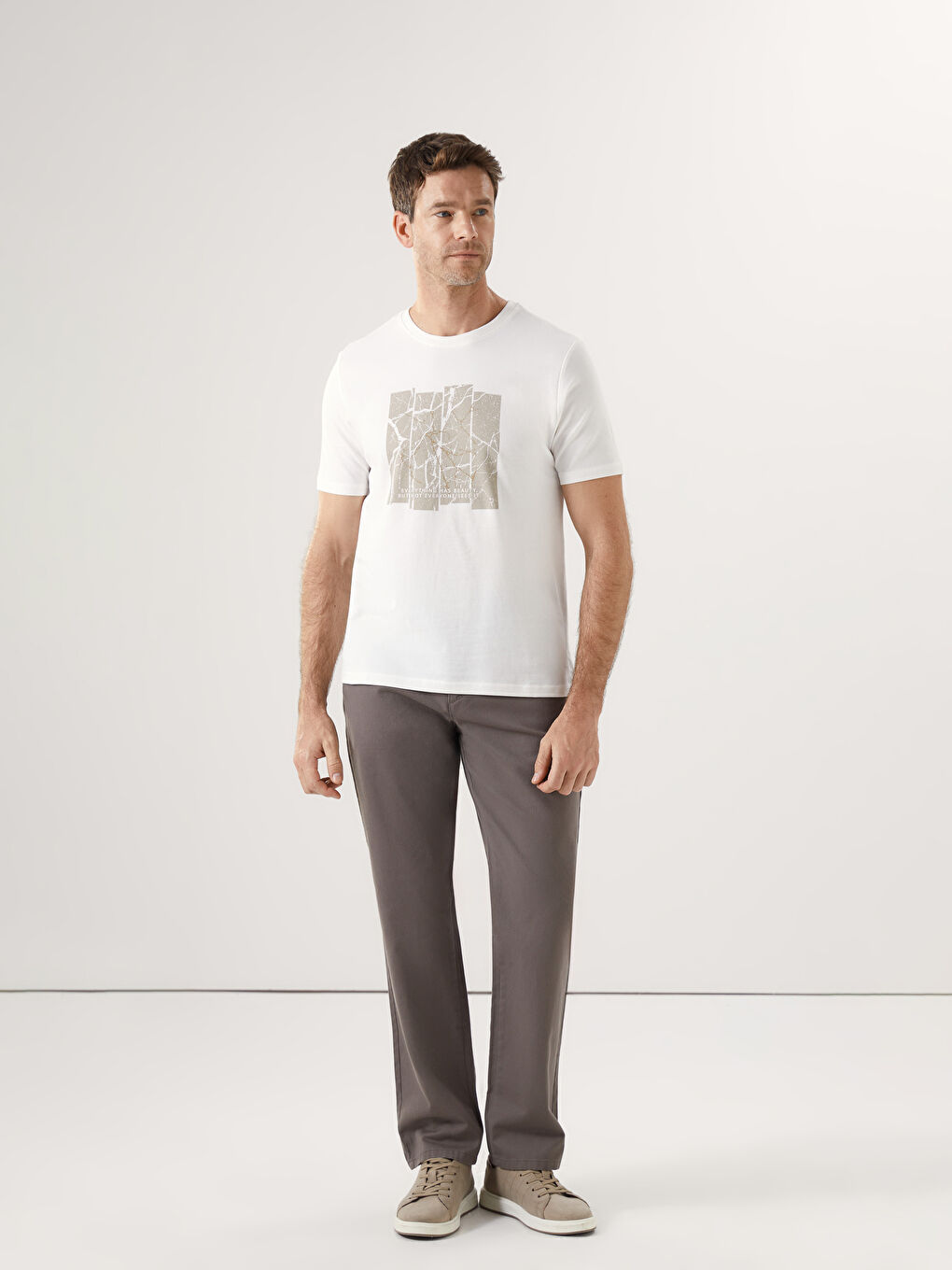 Crew Neck Short Sleeve Printed Pique Men's T-Shirt -S50794Z8-R9J