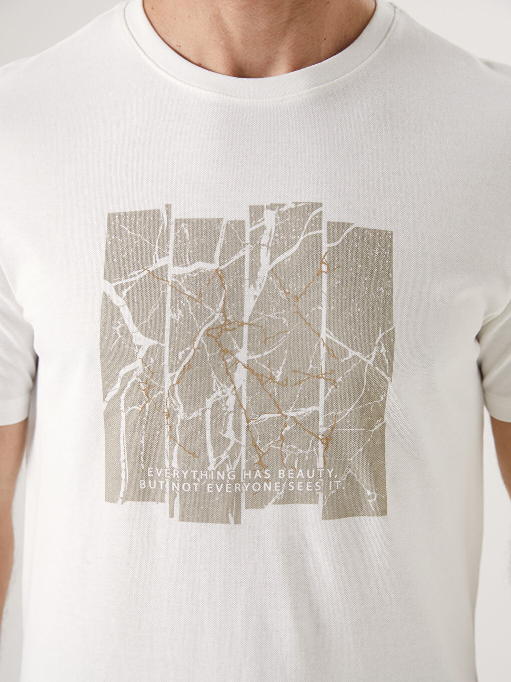 Crew Neck Short Sleeve Printed Pique Men's T-Shirt -S50794Z8-R9J