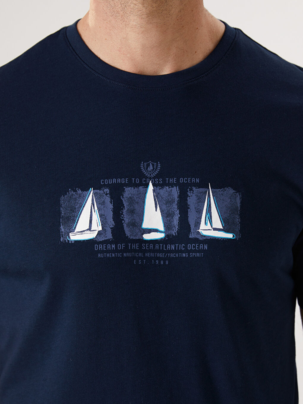 Crew Neck Short Sleeve Printed Combed Cotton Men's T-shirt -S50795Z8-DWP