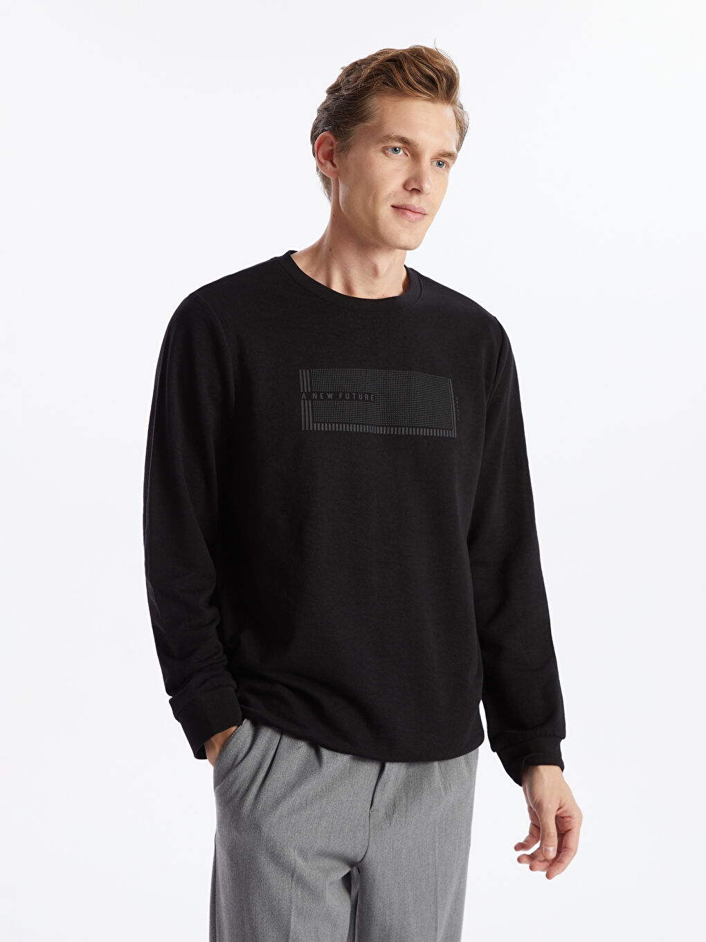 Crew Neck Long Sleeve Printed Men's Sweatshirt -S50799Z8-CVL