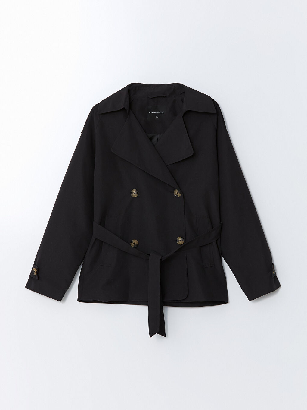 Women's Jacket Collar Plain Trench Coat -S50816Z8-CVL