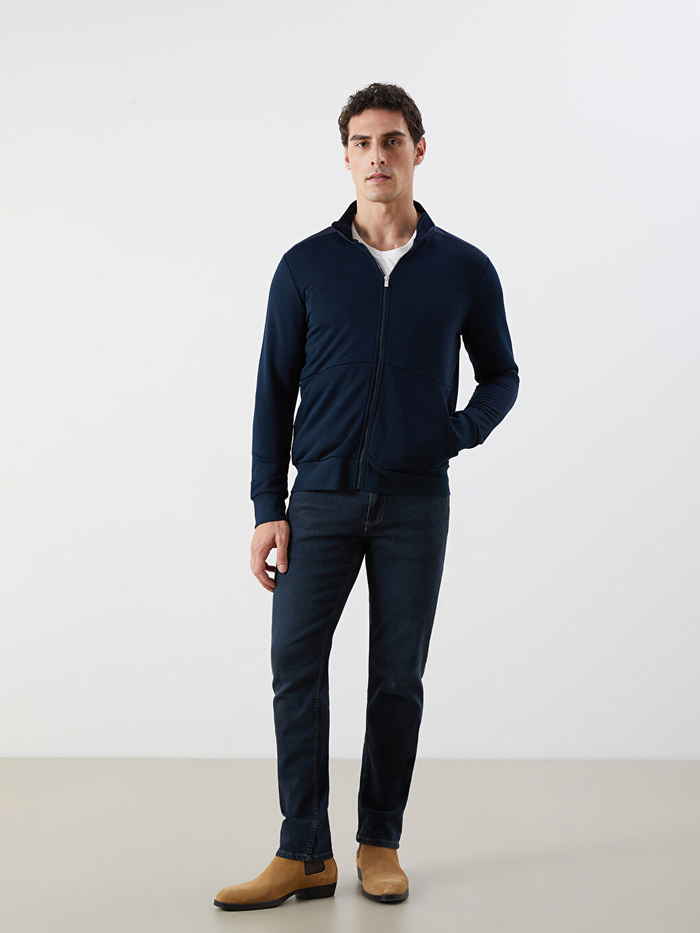 Funnel Neck Long Sleeve Men's Zip-Up Sweatshirt -S50821Z8-RFH