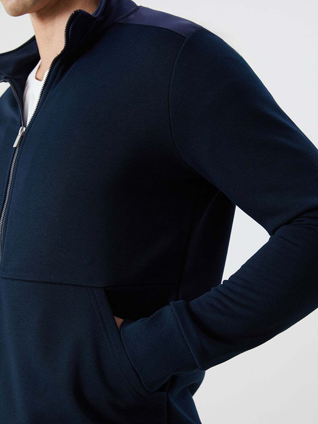 Funnel Neck Long Sleeve Men's Zip-Up Sweatshirt -S50821Z8-RFH