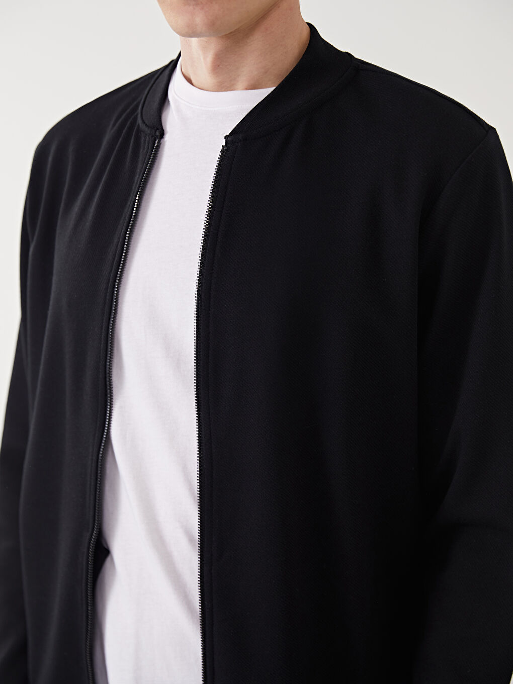 College Collar Long Sleeve Men's Zip-Up Sweatshirt -S50822Z8-CVL