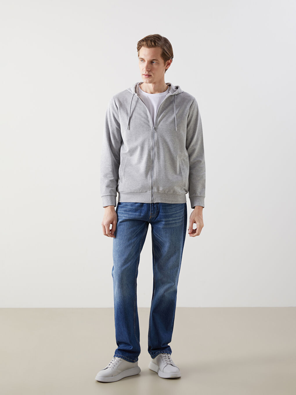 Hooded Long Sleeve Men's Zip-Up Sweatshirt -S50824Z8-LAL