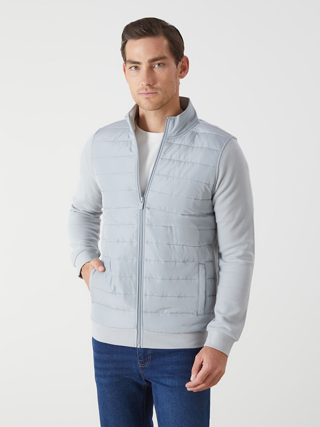 Standard Fit Funnel Neck Men's Coat -S50830Z8-YEG