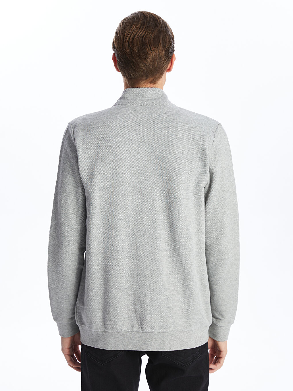 Funnel Neck Long Sleeve Men's Zip-Up Sweatshirt -S50831Z8-LAL