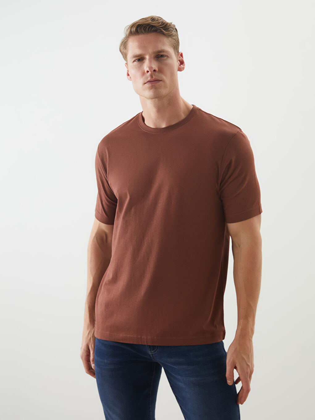 Crew Neck Short Sleeve Combed Cotton Men's T-shirt -S50839Z8-Z4G